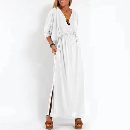 Robe longue à col en V