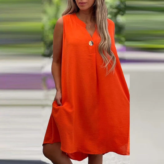 Matilda - robe midi sans manches avec décolleté en V