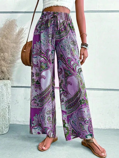 Pantalon à imprimé numérique et taille haute
