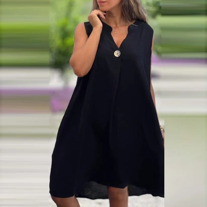 Matilda - robe midi sans manches avec décolleté en V