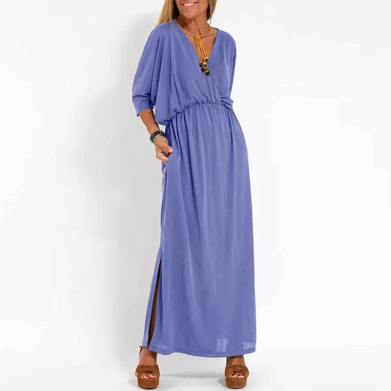 Robe longue à col en V