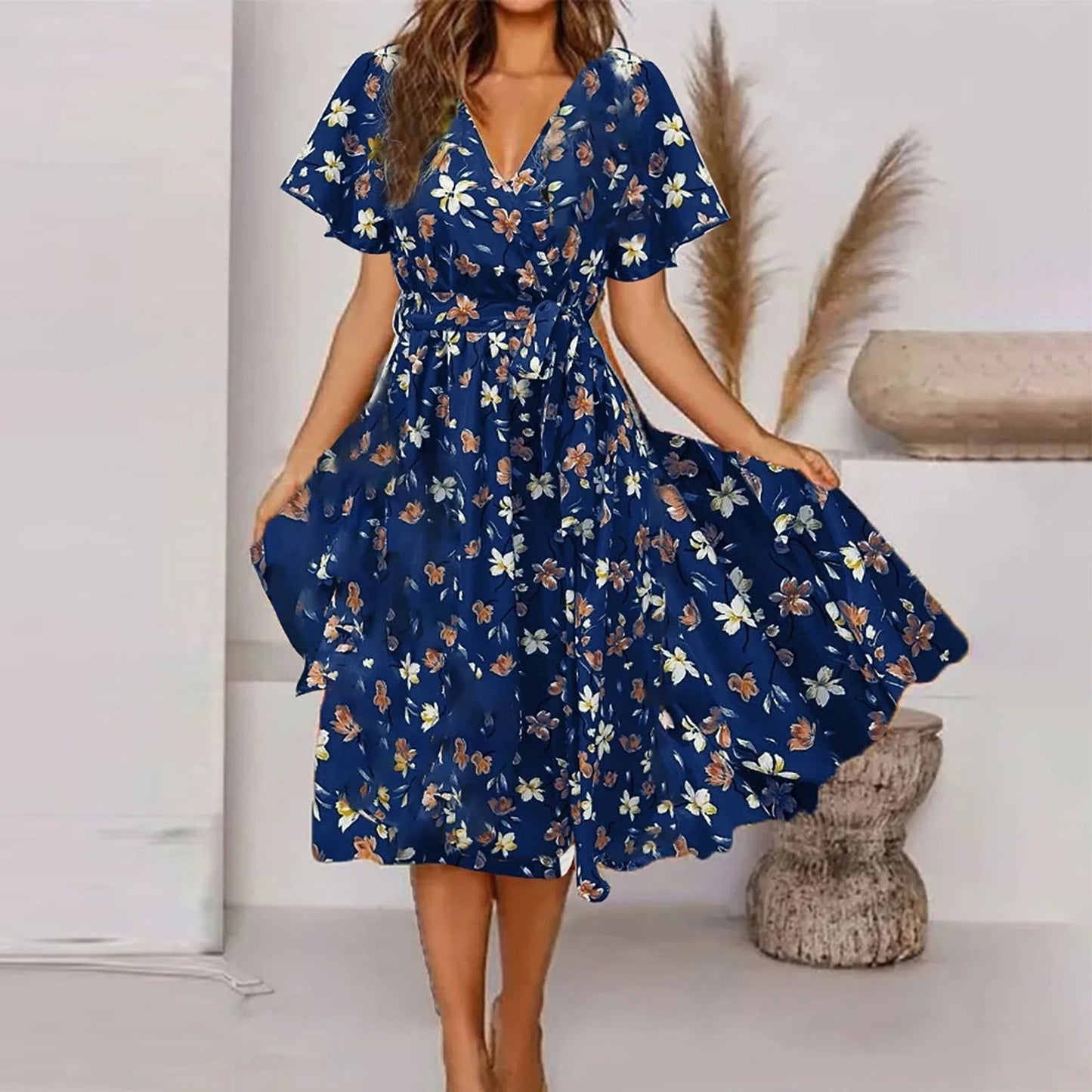 Muriel - Robe longue pour femme avec imprimé vintage