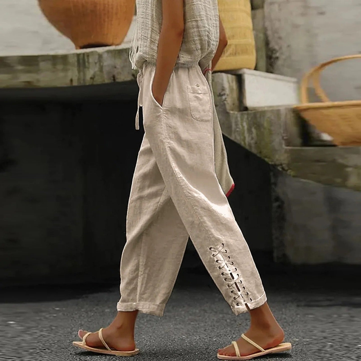 Clara - Pantalon ample décontracté à jambes larges