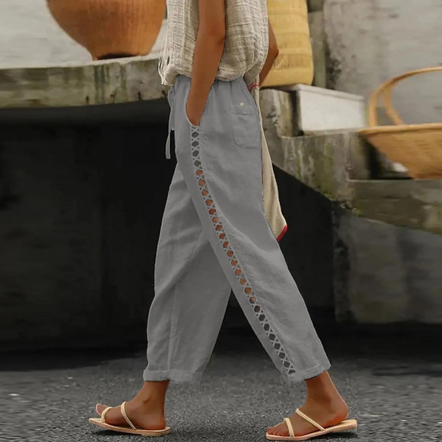 Cora - Pantalon ample décontracté à jambes larges