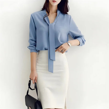 Waya Blouse | Chemisier à manches longues avec nœud papillon pour femmes