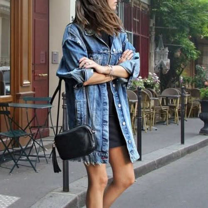 Vêtements d'extérieur en denim simples, raffinés et résistants pour femmes