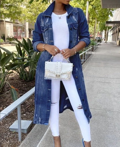 Vêtements d'extérieur en denim simples, raffinés et résistants pour femmes