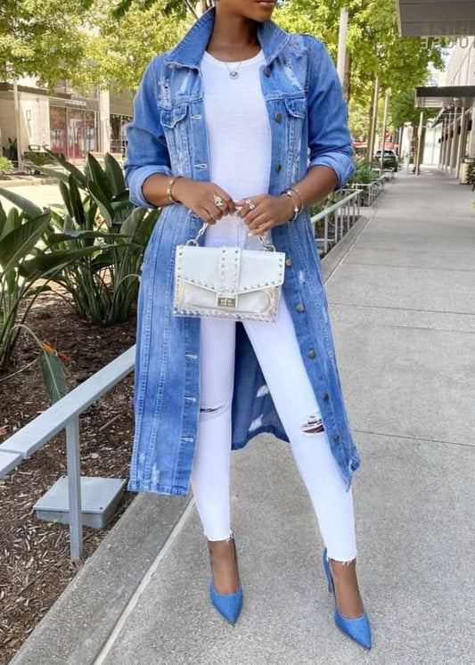 Vêtements d'extérieur en denim simples, raffinés et résistants pour femmes