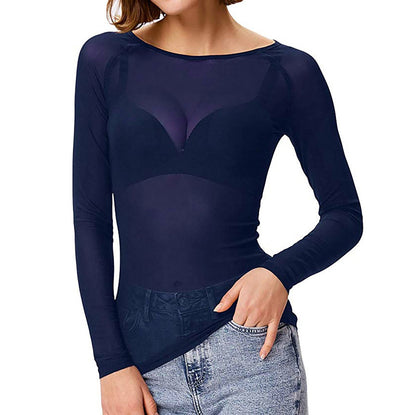 MELINDA | Chemise à manches longues stylisée en maille brillante