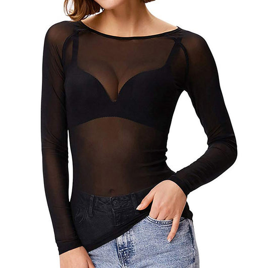 MELINDA | Chemise à manches longues stylisée en maille brillante