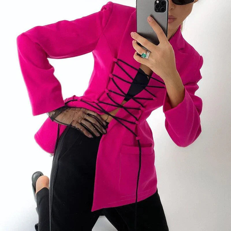 Tati - blazer à lacets poches à bras manteau fin