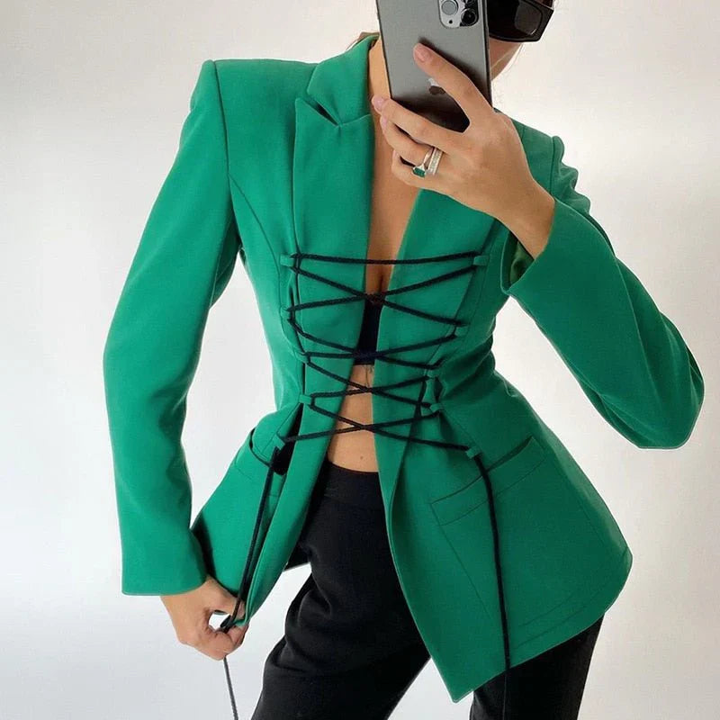 Tati - blazer à lacets poches à bras manteau fin