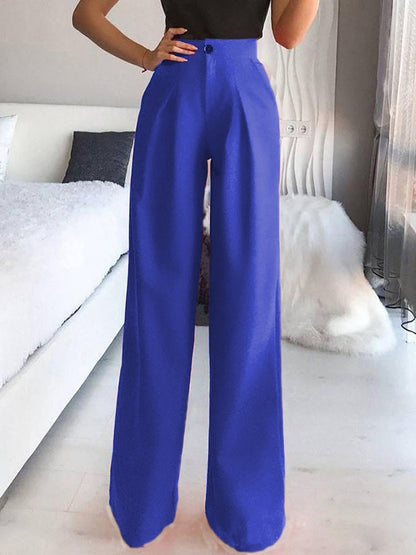 Pants Pantalon droit décontracté uni à jambes larges