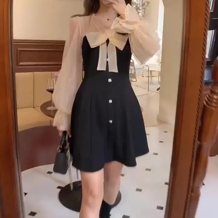Annela | Mini robe de soirée à manches longues pour femmes