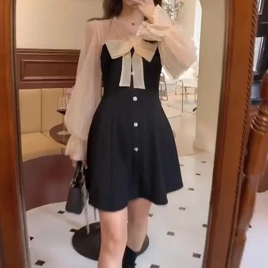 Annela | Mini robe de soirée à manches longues pour femmes