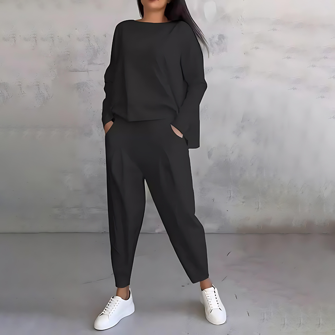 Mila - Ensemble confortable 2 pièces noir pour femme